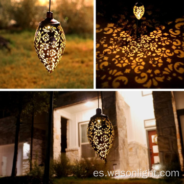 Luces solar colgantes luces de jardín LED LED Lámpara de metal impermeable para decoración colgante al aire libre